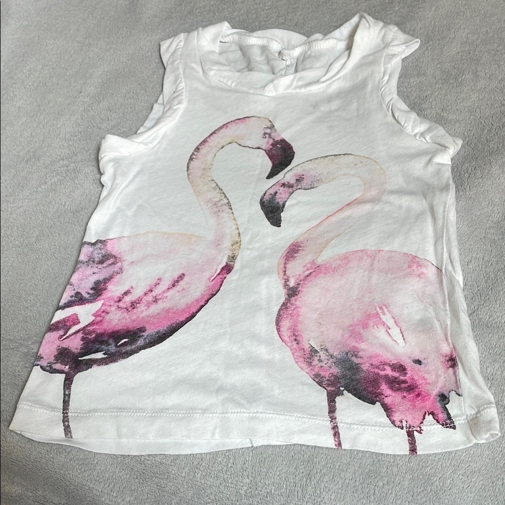 Chaser White and Pink Flamingo Watercolor Tank Top